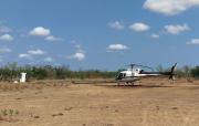 Photograph of a helicopter ready to lift the AEM in the Bonaparte Plains investigation