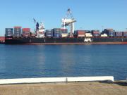 Image of container ship being loaded at Fremantle Port