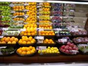 Display of fresh produce in Chinese supermarket