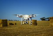 Drone in hay paddock