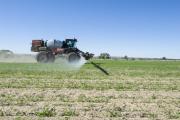 Self propelled boom spray in action