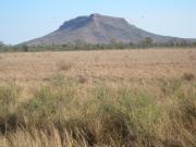 View across the Mantinea Development area to House Roof Hill on the opposite bank of the Ord River, north-east of Kununurra in the East Kimberley