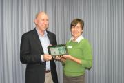 Minister Baston demonstrating the new Sheep Condition Scoring app with Senior Development officer Mandy Curnow
