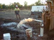 A new bore is pump tested to obtain information on aquifer characteristics and its groundwater flow rate.