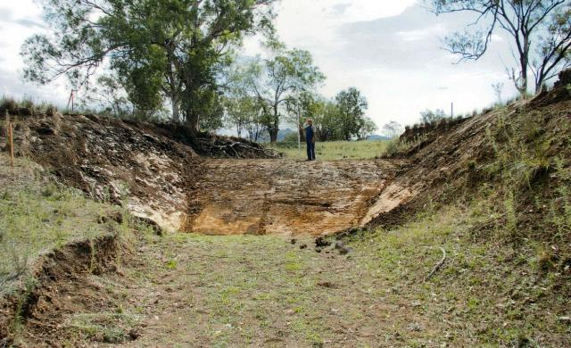 Photograph of earthworks used to shape an area for a rock flume