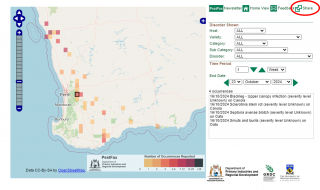 A screenshot of the PestFacts WA map with the share tab outlined in red