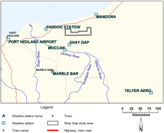 Map showing weather stations collecting data used in this study