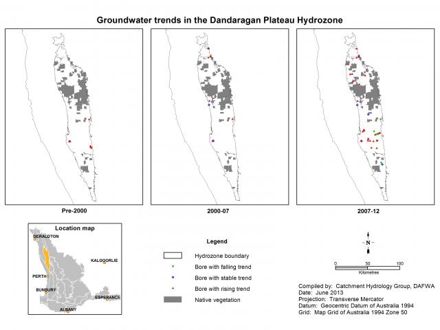 Groundwater trends in the Dandaragan Hydrozone for each of the analysis periods Refer to full report