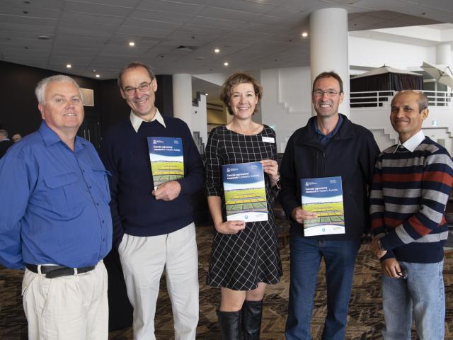 L:R DPIRD Canola Agronomy Researchers Mark Seymour, Bob French, Jackie Bucat, Marty Harries and Salzar Rhaman L:R DPIRD Canola Agronomy Researchers Mark Seymour, Bob French, Jackie Bucat, Marty Harries and Salzar Rhaman