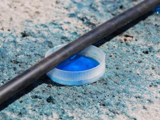 Water is collected from a dripper