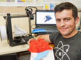 DAFWA research officer Nick Wright has used a 3D printer to create a model of the 3.5 million hectare La Grange groundwater allocation area, south of Broome.