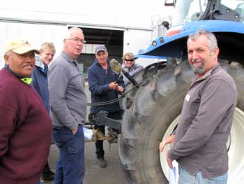 Tractor training 2 SWIT Lecturer Andrew Pound (front right) watches Department of Agriculture and Food technical officer Graham Blincow (at rear) conduct tractor training with course participants.