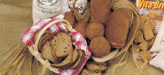 Basket of breads and flour