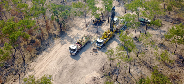 Aerial photograph of drilling in the Bonaparte Plains assessment program