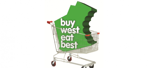 Buy West Eat Best logo in a shopping trolley.