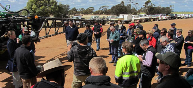 Growers and agribusiness learning about CTF at a field day in WA