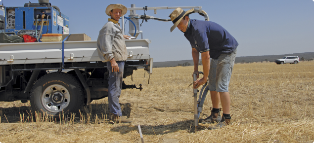 Professional soil sampling contractor operating in a paddock 