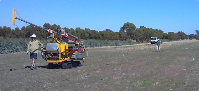Soil sampling by using soil coring equipment in a mallee-agroforestry area, Wickepin, Western Australia