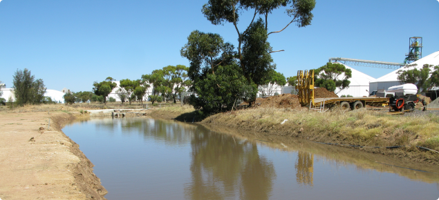 Wagin runoff collection weir near the Shire’s Vernon Street depot