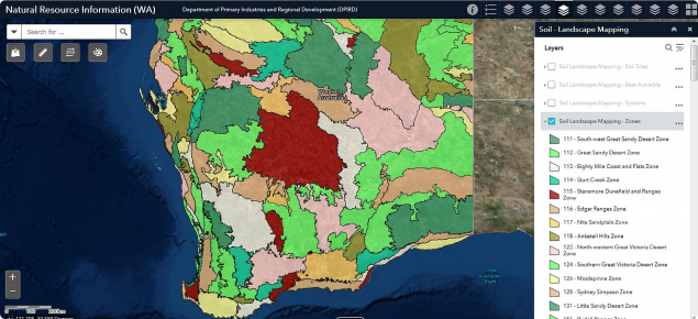 Screen capture of the NRInfo land systems map