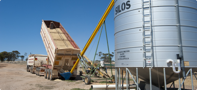 Loading grain into sealed silo