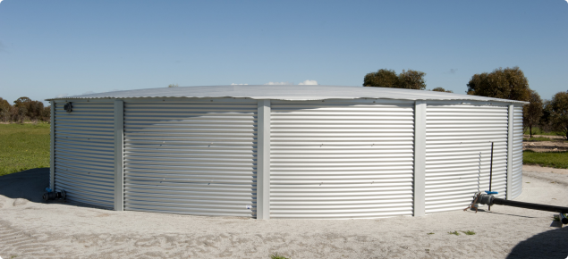 Photograph of wagter storage tanks suitable for rural use.