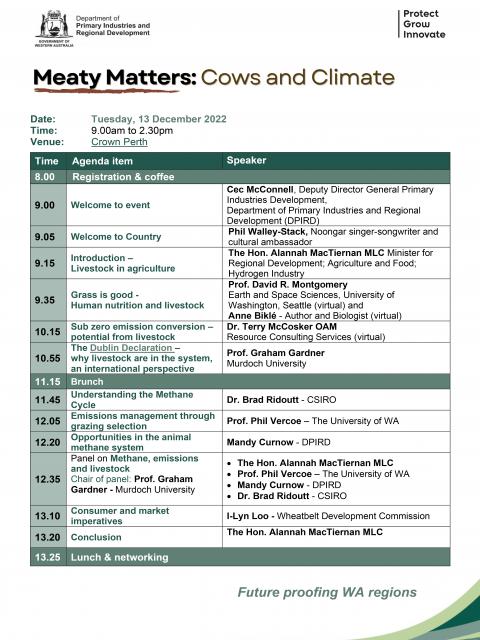 Schedule for the Meaty Matters Forum