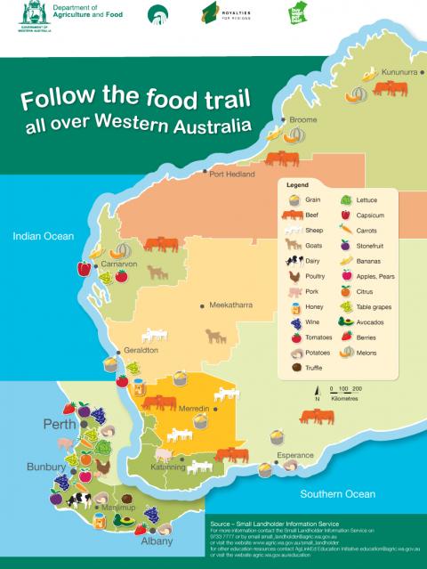 Map for schools showing Western Australia's main food production areas