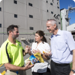 Chris Maughan, Quaker Oats (left), Georgie Troup and Dr Rob Loughman, DAFWA, discuss export opportunities for oats at Quaker Oats’ new facility in Forrestfield.