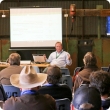 DAFWA market analyst Roger Verbrugge will present his model on the economics of backgrounding. Pictured here presenting to the Mignenew Irwin Group North-South Beef Alliance field day.
