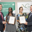 Department of Agriculture and Food acting director general Mark Webb with Young Professionals in Agriculture Forum finalists Virginia Wainaina and Madison Roberts, and Don Burnside from the WA Division of Ag Institute Australia.
